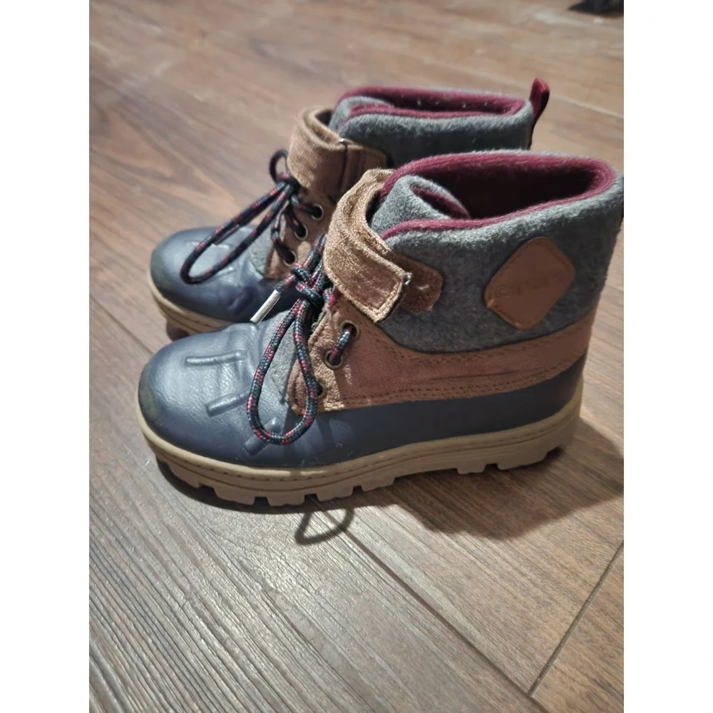 Carter's Boots Shoes Youth Size 13M Navy Brown Gray Duck Winter Kids